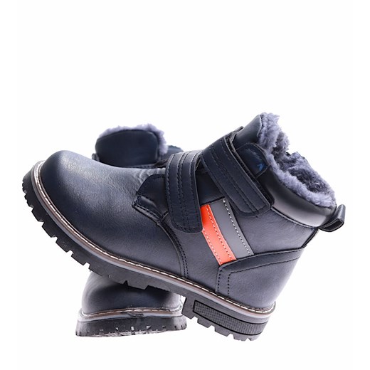 Ocieplane chłopięce buty na rzepy granatowe /G12-2 16998 T435/ 32 Pantofelek24.pl