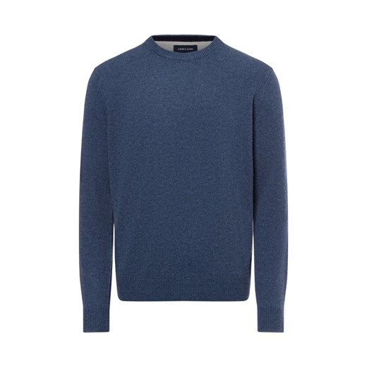Nils Sundström Sweter męski Mężczyźni drobna dzianina indygo marmurkowy ze sklepu vangraaf w kategorii Swetry męskie - zdjęcie 175947363