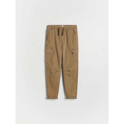 Reserved - Wysokoelastyczne spodnie cargo - brązowy Reserved 152 (11 lat) Reserved