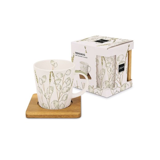 ppd Kubek jumbo &quot;Celerina&quot; w kolorze kremowo-zielonym z podstawką - 350 ml ze sklepu Limango Polska w kategorii Naczynia - zdjęcie 175949600