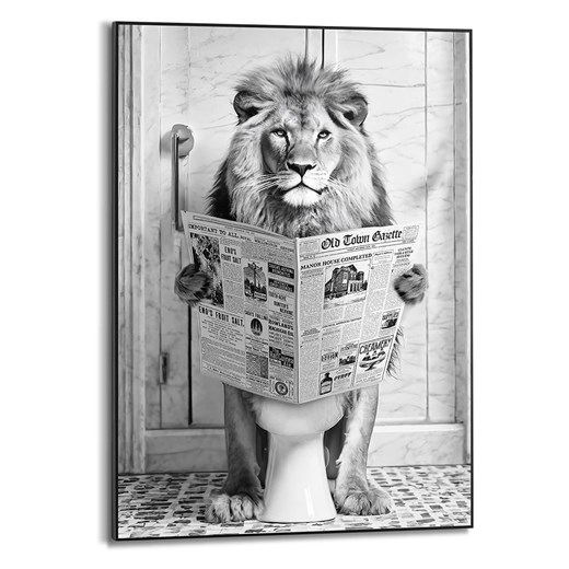 Orangewallz Druk artystyczny &quot;Lion Toilet&quot; w ramce - 50 x 70 cm ze sklepu Limango Polska w kategorii Obrazy - zdjęcie 175949831