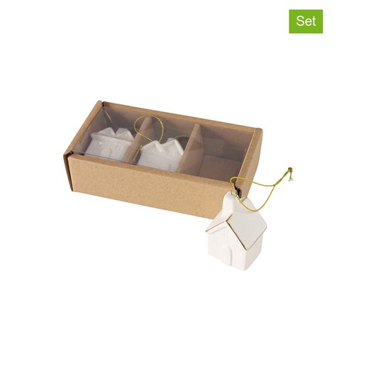 Boltze Zawieszki dekoracyjne (3 szt.) &quot;Virginie&quot; w kolorze białym - 5 x 3,2 cm ze sklepu Limango Polska w kategorii Dekoracje bożonarodzeniowe - zdjęcie 175950134