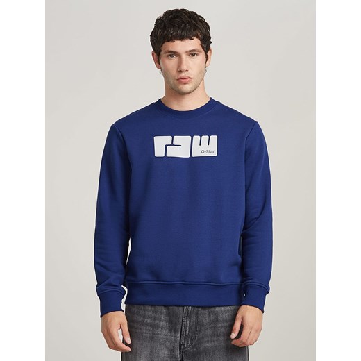 Bluza męska niebieska G-Star z napisami