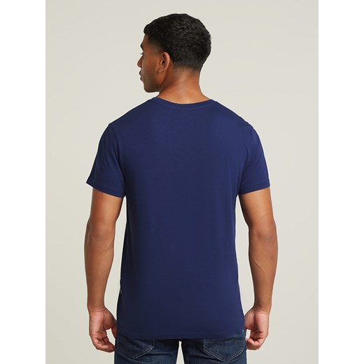 Niebieski t-shirt męski G-Star z napisami