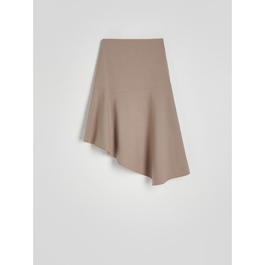 Reserved - Asymetryczna spódnica z domieszką wełny - brązowy Reserved M Reserved