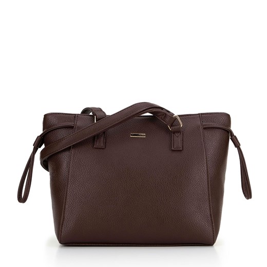 Shopperka z ozdobnymi ściągaczami brązowa ze sklepu WITTCHEN w kategorii Torby Shopper bag - zdjęcie 175957642