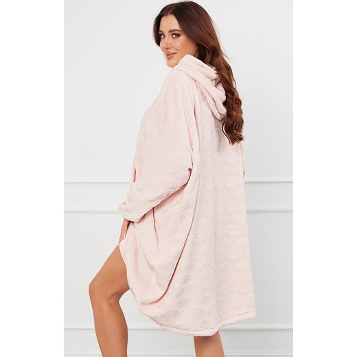 Ciepła kocobluza damska polarowa różowa Runa, Kolor róż pudrowy, Rozmiar one size, Italian Fashion ze sklepu Primodo w kategorii Szlafroki damskie - zdjęcie 175958912