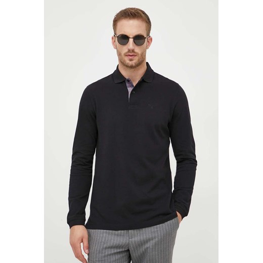 Barbour longsleeve bawełniany kolor czarny gładki ze sklepu PRM w kategorii T-shirty męskie - zdjęcie 175959210