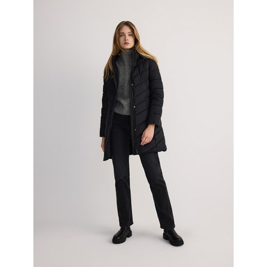 Reserved - Pikowana kurtka z kapturem - czarny Reserved S Reserved