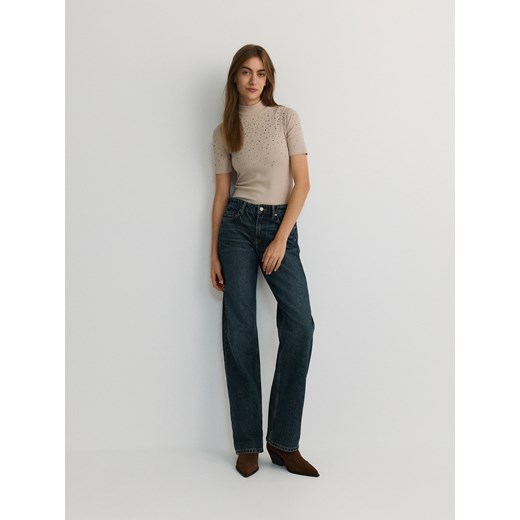 Reserved - Bluzka z ozdobnymi aplikacjami - beżowy Reserved M Reserved