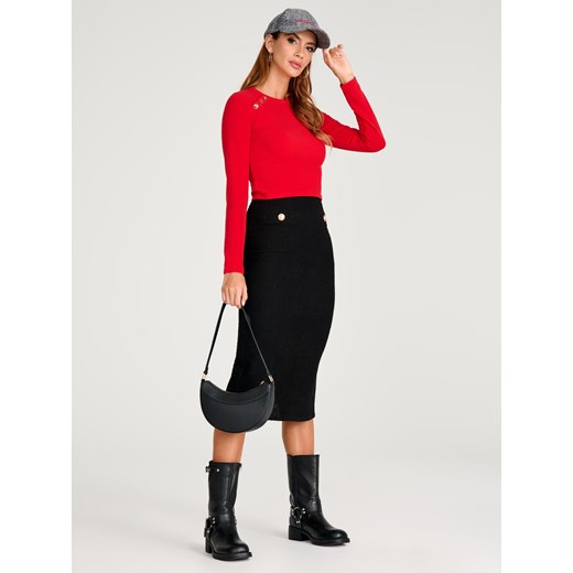 Sinsay - Bluzka z długimi rękawami - czerwony Sinsay M Sinsay