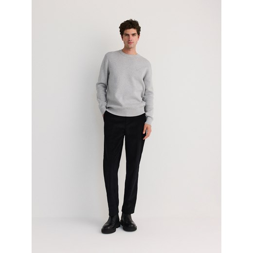 Reserved - Sweter z haftem - jasnoszary Reserved XXL Reserved