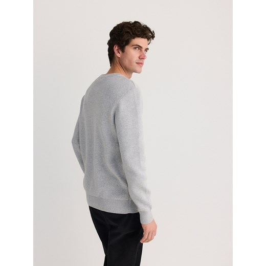 Reserved - Sweter z haftem - jasnoszary Reserved XXL Reserved
