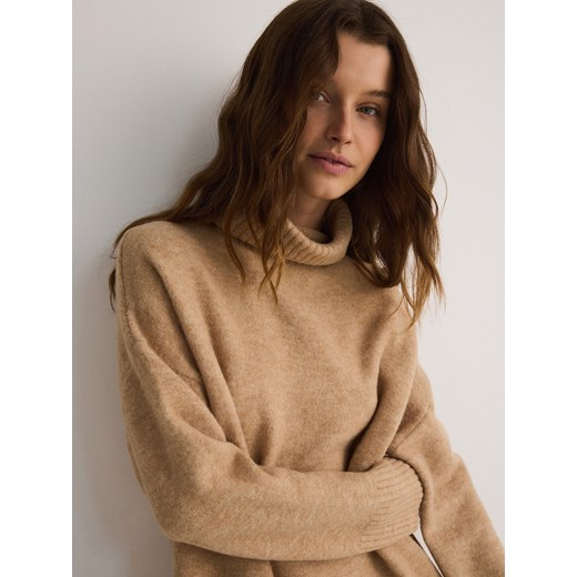 Reserved - Sweter z golfem - beżowy Reserved S Reserved