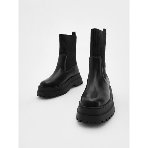 Reserved - Skórzane botki - czarny Reserved 39 Reserved