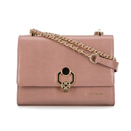 Damska crossbody ze skóry lizard z ozdobną klamrą różowa ze sklepu WITTCHEN w kategorii Listonoszki - zdjęcie 175973691