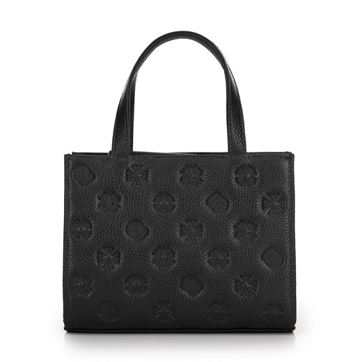 Torebka crossbody ze skóry w tłoczenia czarna ze sklepu WITTCHEN w kategorii Kuferki - zdjęcie 175973901