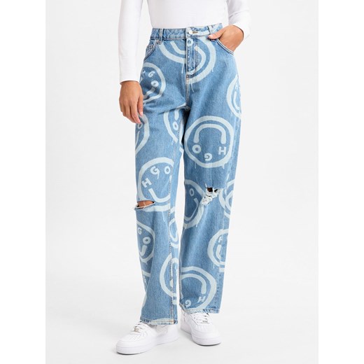 HUGO BLUE Damskie spodnie jeansowe - Getara Kobiety Bawełna light stone wzorzysty ze sklepu vangraaf w kategorii Jeansy damskie - zdjęcie 176005851
