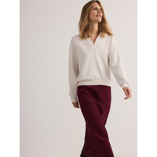 Bluzka damska Reserved z długim rękawem z kołnierzykiem 
