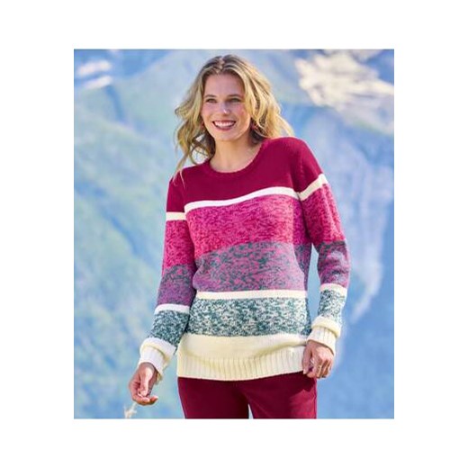 Trykotowy, melanżowy sweter w pasy ze sklepu Atlas For Men w kategorii Swetry damskie - zdjęcie 176006893