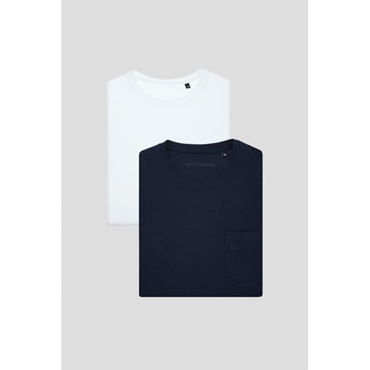 Zestaw 2 Koszulek z Kieszonką z Bawełną Roth ze sklepu Lancerto S.A. w kategorii T-shirty męskie - zdjęcie 176008853