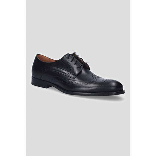 Buty Brogsy Bowery Czarne ze sklepu Lancerto S.A. w kategorii Buty eleganckie męskie - zdjęcie 176008972