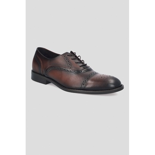 Buty Brogsy Foxtrot Ciemnobrązowe ze sklepu Lancerto S.A. w kategorii Buty eleganckie męskie - zdjęcie 176009014