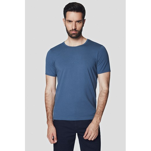 Koszulka Ciemnoniebieska z Bawełną Calum ze sklepu Lancerto S.A. w kategorii T-shirty męskie - zdjęcie 176009184