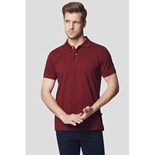 Koszulka Polo Bawełniana Bordowa Jakob ze sklepu Lancerto S.A. w kategorii T-shirty męskie - zdjęcie 176009192