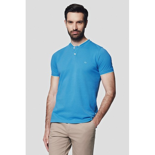 Koszulka Polo Bawełniana Niebieska Robbie ze sklepu Lancerto S.A. w kategorii T-shirty męskie - zdjęcie 176009203