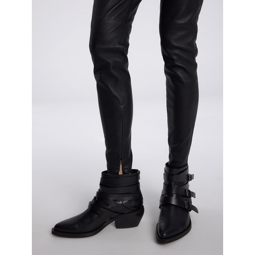 Reserved - Skórzane spodnie z suwakami - czarny Reserved S Reserved