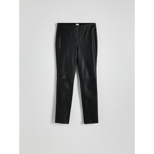 Reserved - Skórzane spodnie z suwakami - czarny Reserved M Reserved