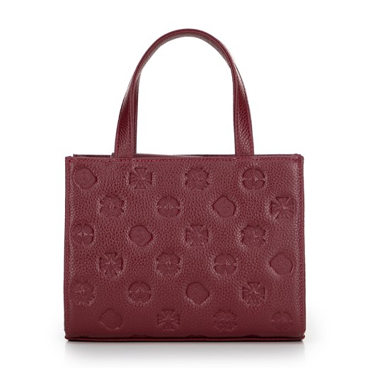 Torebka crossbody ze skóry w tłoczenia bordowa ze sklepu WITTCHEN w kategorii Kuferki - zdjęcie 176010254
