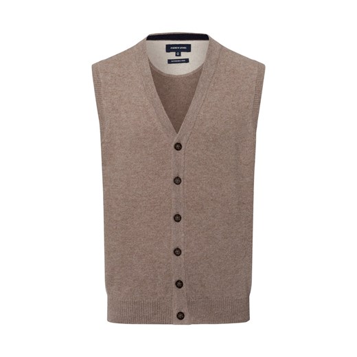 Nils Sundström Kamizelka męska Mężczyźni wełna ze strzyży taupe marmurkowy ze sklepu vangraaf w kategorii Kamizelki męskie - zdjęcie 176014152