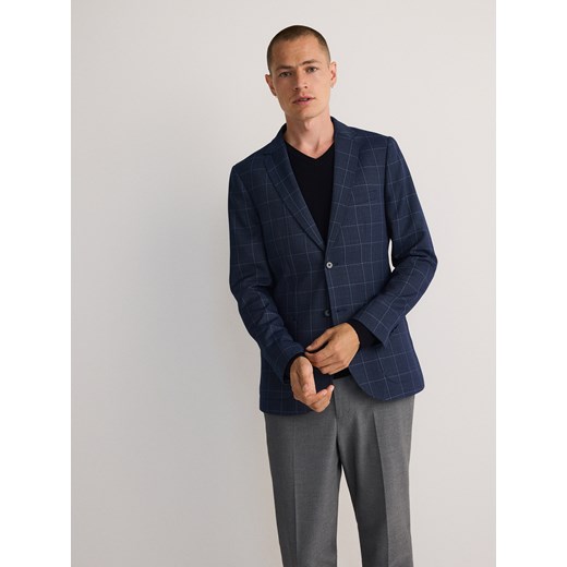 Reserved - Marynarka slim fit w kratę - granatowy ze sklepu Reserved w kategorii Marynarki męskie - zdjęcie 176015160