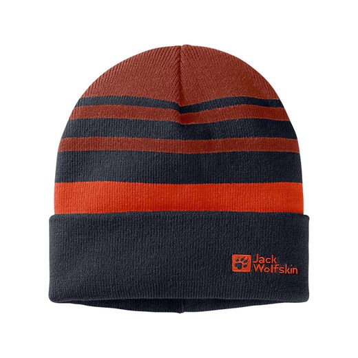 Jack Wolfskin Czapka beanie &quot;Stripy&quot; w kolorze czerwono-granatowym ze sklepu Limango Polska w kategorii Czapki dziecięce - zdjęcie 176017632