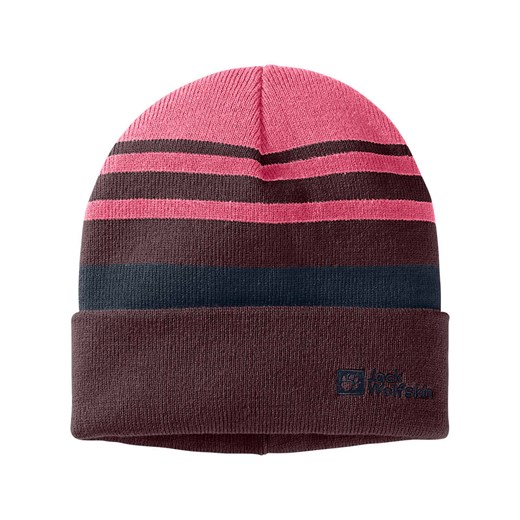 Jack Wolfskin Czapka beanie &quot;Stripy&quot; w kolorze czerwono-różowym ze sklepu Limango Polska w kategorii Czapki dziecięce - zdjęcie 176017633