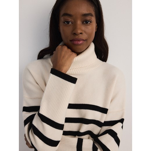 Reserved - Sweter z golfem - wielobarwny Reserved L Reserved