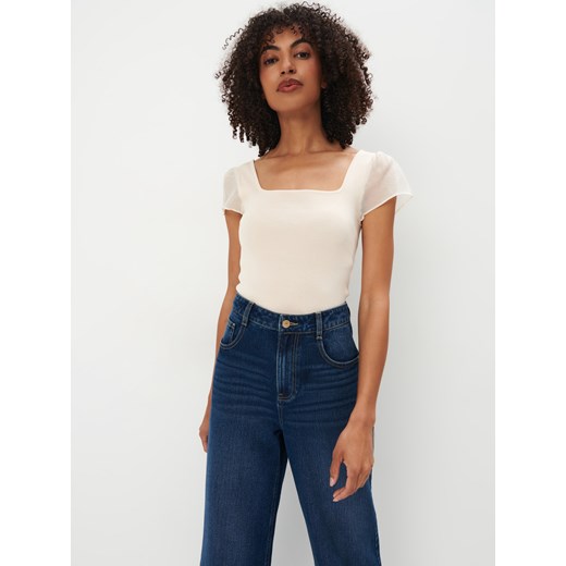 Mohito - Dzianinowy beżowy top - beżowy Mohito L okazja Mohito