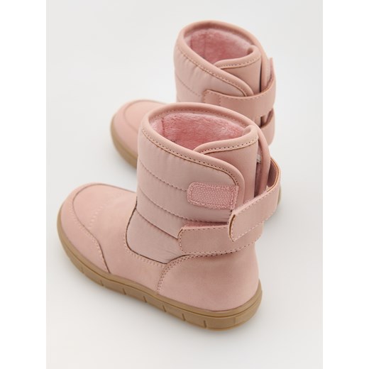 Reserved - Ocieplane botki z zapięciem na rzep - brudny róż Reserved 22/23 Reserved