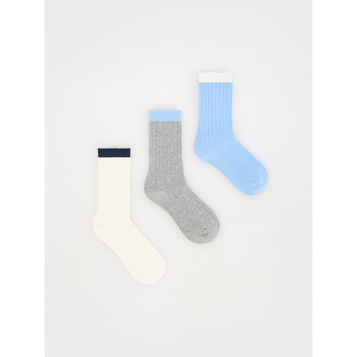 Reserved - Skarpetki z bawełną 3 pack - jasnoniebieski Reserved 35-38 Reserved