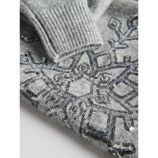 Reserved - Sweter z błyszczącą aplikacją - ciemnoszary Reserved L Reserved