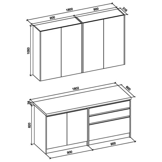 Zestaw mebli kuchennych z blatem Trida - dąb votan + antracyt Elior One Size Edinos.pl