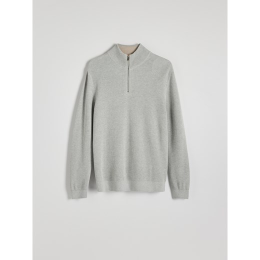 Reserved - Sweter z rozpinaną stójką - jasnoszary Reserved S Reserved