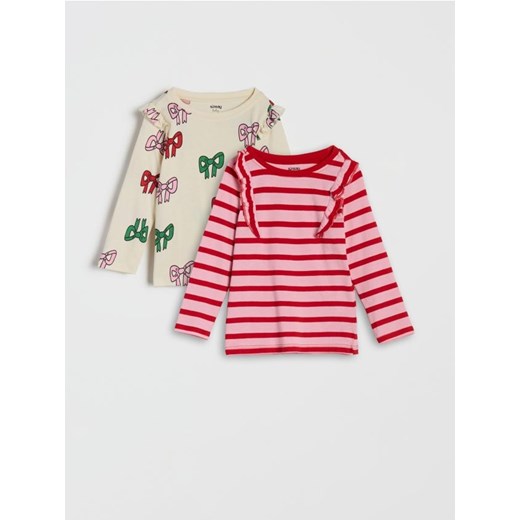Sinsay - Koszulka z długimi rękawami 2 pack - kremowy ze sklepu Sinsay w kategorii Koszulki niemowlęce - zdjęcie 176069771