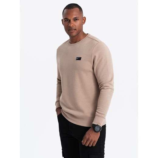 Nierozpinana męska bluza dresowa z metalowym pinem – beżowa V1 OM-SSNZ-0136 XXL ombre