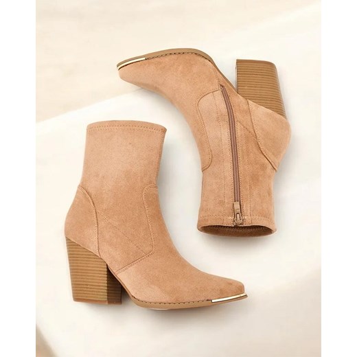 Royalfashion.pl botki zamszowe na zamek eleganckie na obcasie 