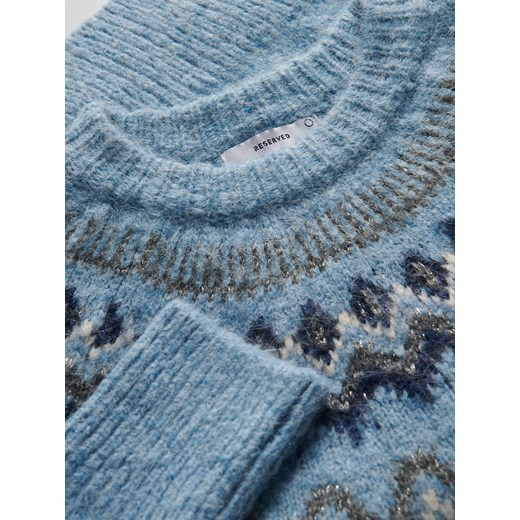 Reserved - Wzorzysty sweter z metalizowaną nitką - jasnoniebieski Reserved L Reserved