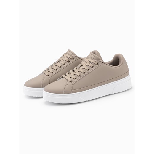 Męskie buty sneakersy z ekoskóry na grubej podeszwie – popielate V1 OM-FOSL-0166 ze sklepu ombre w kategorii Buty sportowe męskie - zdjęcie 176080620
