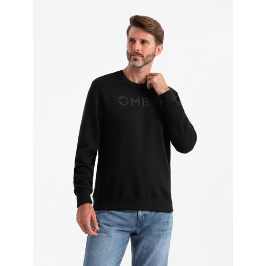 Klasyczna dresowa męska bluza z napisem – czarna V4 OM-SSPS-0181 ze sklepu ombre w kategorii Bluzy męskie - zdjęcie 176080653